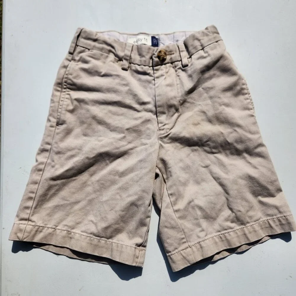 Gap Kids Uniform Flat Front Shorts Size 7 Slim Khaki 100% Cotton Easy Fit